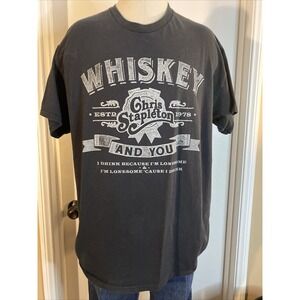 Chris Stapleton‎ Shirt Mens Large L  Black Whiskey And You  Short Sleeve T-shirt